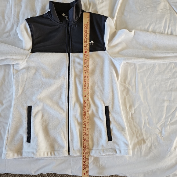 Fila Sport Women's Medium White Gray Fleece Full-zip Jacket - Picture 10 of 11